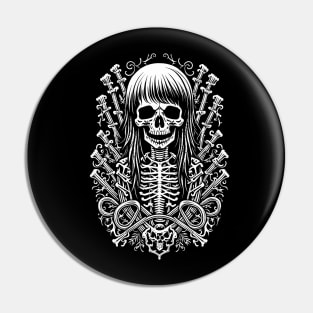 Long Haired Skeleton Pin