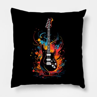 Guitar Paint Splash Pillow