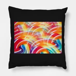 Close-up of swirly rainbow lollipop through prism filter Pillow