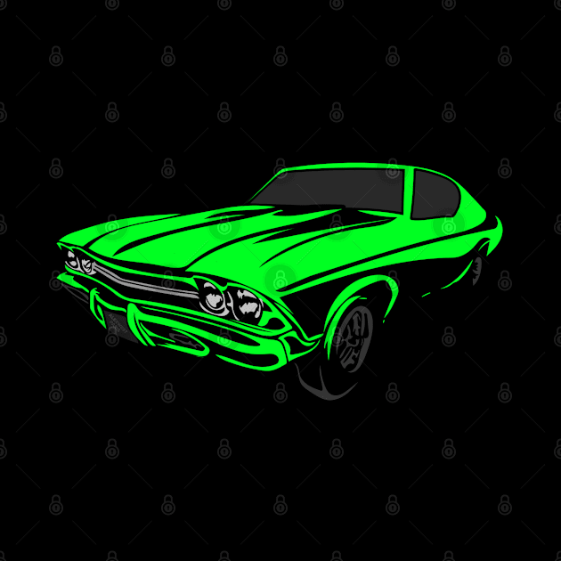 Green Neon Muscle Car by alexwestshop