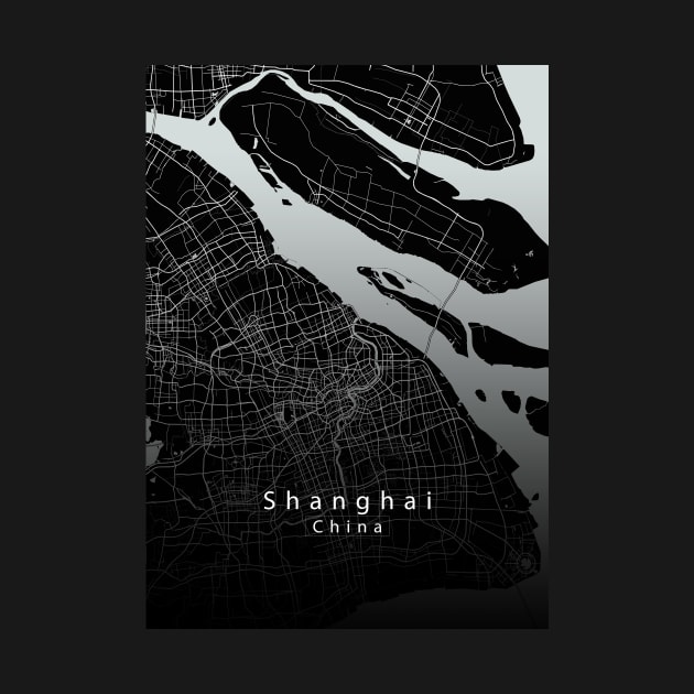 Shanghai China City Map dark by Robin-Niemczyk