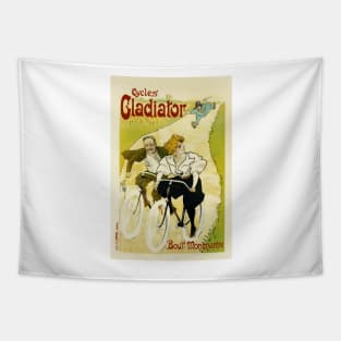 CYCLES GLADIATOR PARIS 1897 Vintage Poster Advertisement by French Artist Ferdinand Mifliez Misti Tapestry