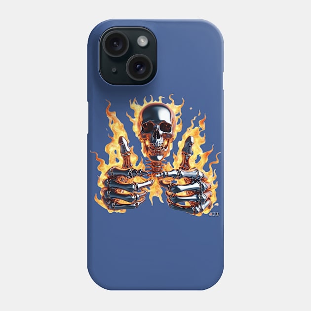 Thumbs Up Flaming Skull by focusln Phone Case by Darn Doggie Club by focusln