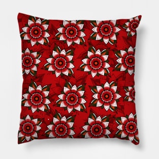 OLD SCHOOL FLOWERS TATTOO PATTERN Pillow