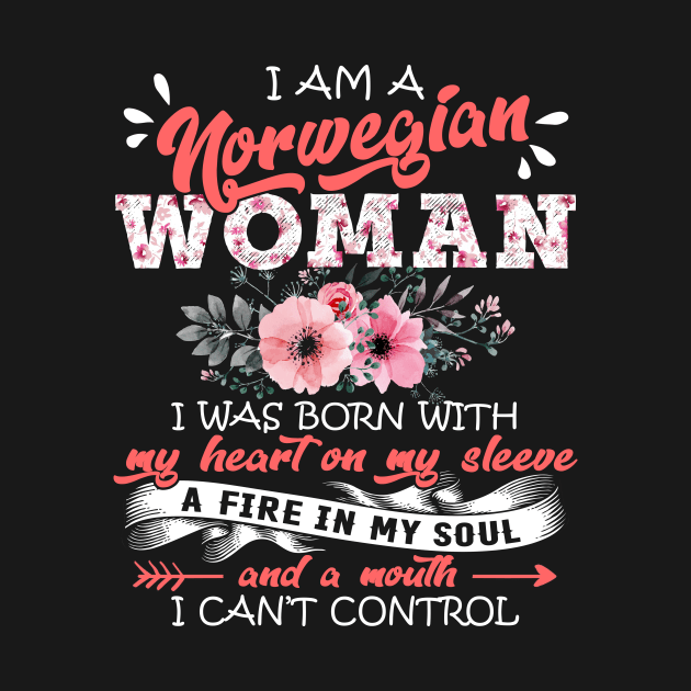 Norwegian Woman I Was Born With My Heart on My Sleeve Floral Norway Flowers Graphic by Kens Shop