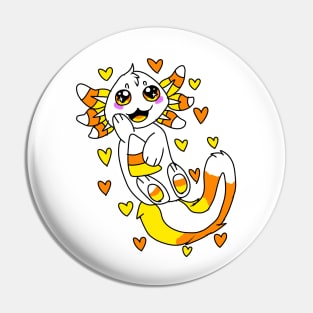 Candycorn axolotl Pin