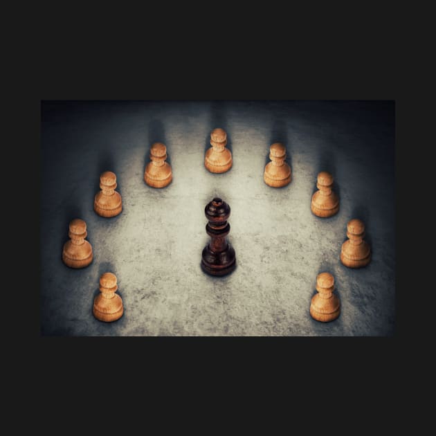 chess queen surrounded by psychoshadow