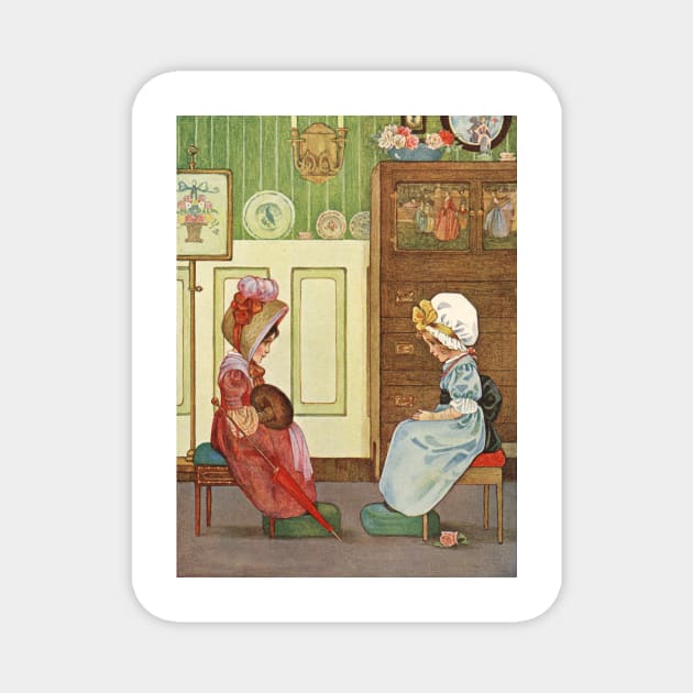 A Morning Call by Millicent Sowerby Magnet by vintage-art