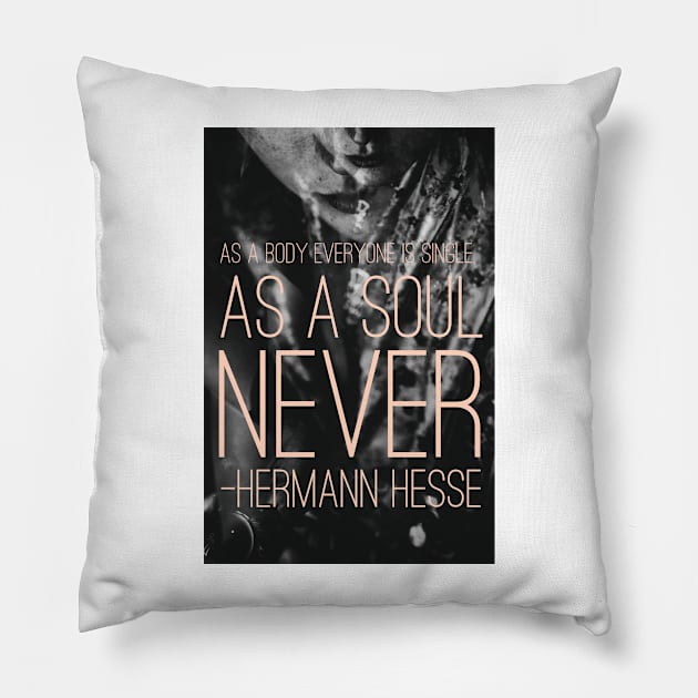 Herman Hesse Quote on Lonliness Double Exposure Black and White Pink Typography Pillow by penandbea