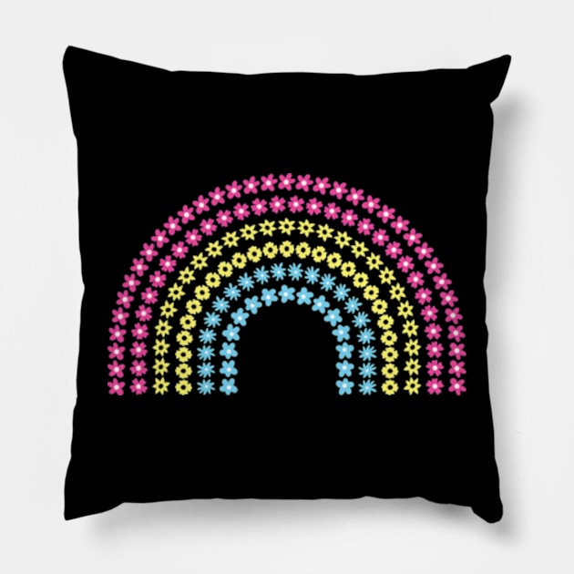 Pansexual Pride Colors Flowers Rainbow Pillow by JaiStore