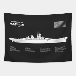 USS Missouri bb-63. World War II Battleship - PBDpng Tapestry