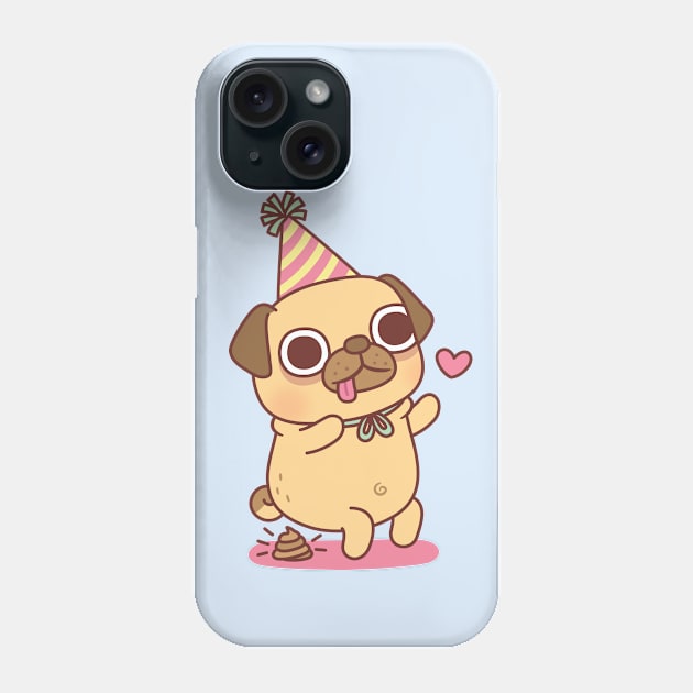 Cute Little Pug Poops At Party Funny Phone Case by rustydoodle