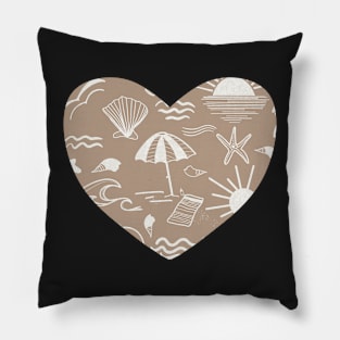 Beach Day Doodle Art Pillow