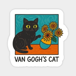 Van Gogh's Cat Sunflowers Painting Parody Artsy Humor Magnet