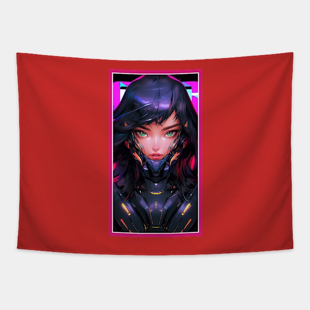 Anime Race Girl | Special Anime Artwork | Pink Red Black Blue Chibi Manga Anime Art Tapestry by AlNoah