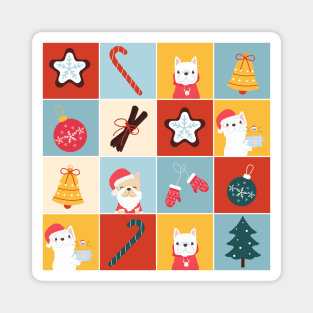Cute French Bulldog Santa | Christmas Patterns Magnet