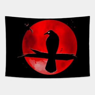 Blood Moon Crow Tapestry