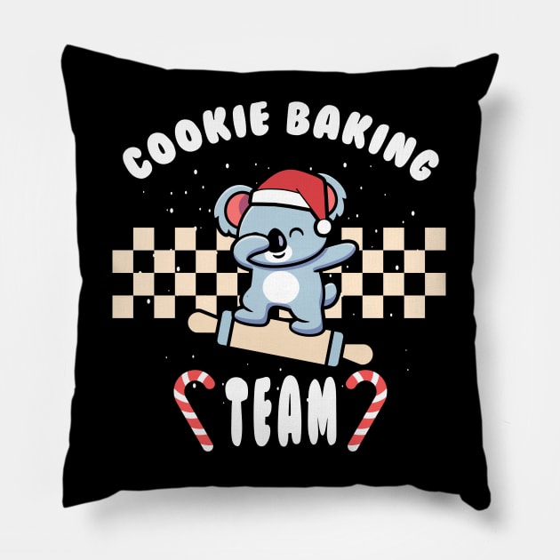 Cookie Baking Crew Koala Christmas Cookie Baking Team Pillow by Daytone