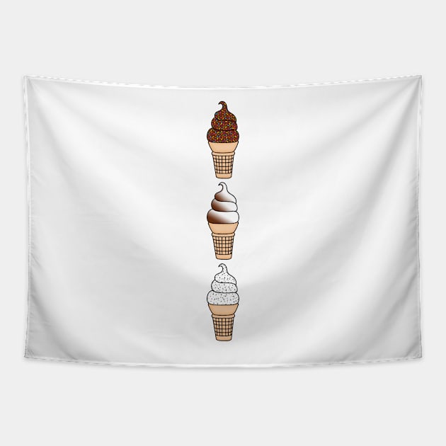 Ice Cream Lover Chocolate w/ Sprinkles, Vanilla with Chocolate Chip or Oreo, Vanilla Chocolate Twist Tapestry by PLLDesigns