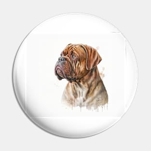 French Mastiff Watercolour Pin