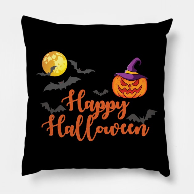 Happy Halloween Pillow by NICHE&NICHE