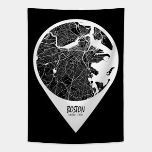 Boston, USA City Map - Travel Pin Tapestry