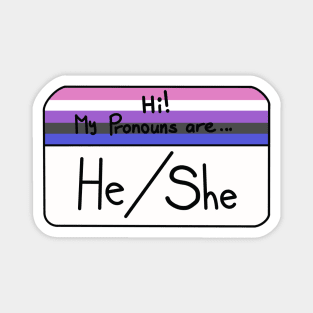 Hi my pronouns are - he she - genderfluid pride Magnet