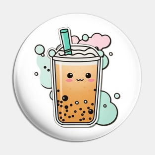 Cute Bubble Tea Cartoon Anime Boba Drawing Pin