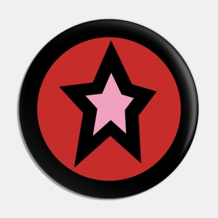 Pink Star Red Circle Graphic Pin