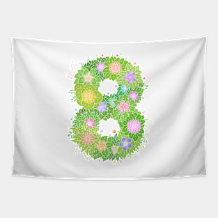 "8" Floral Letter Number Tapestry