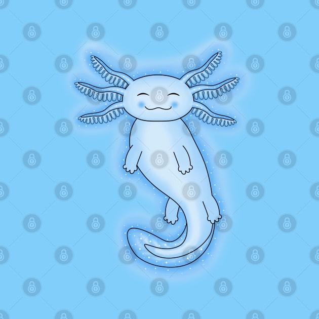 Cool blue / Cyan axolotl swimming by Purrfect