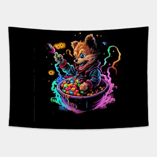 An Adorable furry-pawed cereal killer Tapestry