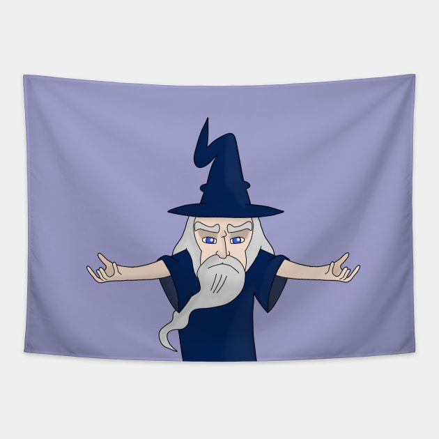 Sorcerer with the beard and white hair Tapestry by DiegoCarvalho