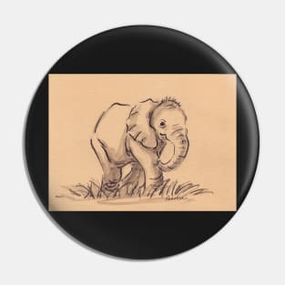"Little Dude" Baby Elephant Watercolor Painting #24 Pin