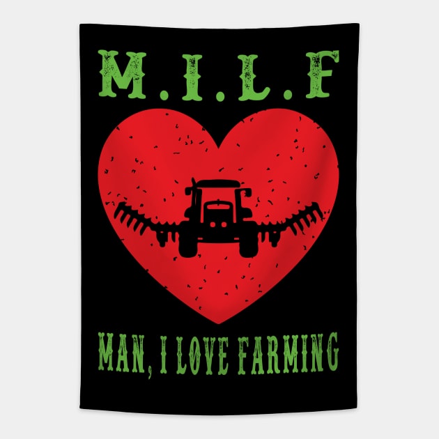 Milf,-Man-I-Love-Farming -Distressed Tapestry by Whimsical Thinker