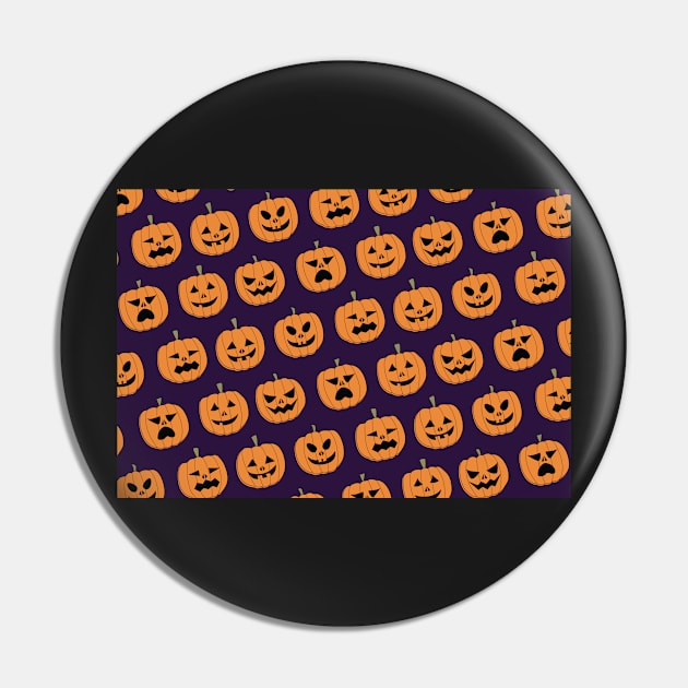 Pumpkin Pattern, Jack O' Lantern, Halloween Design Vector Artwork Pin by xcsdesign