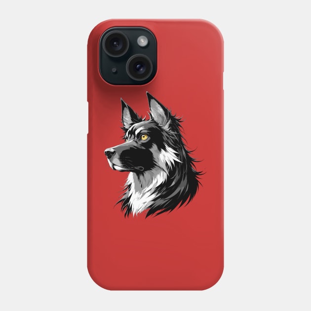 Stunning and Cool Dutch Shepherd Monochrome and Gold Portrait for Father's Day Phone Case by ArtRUs