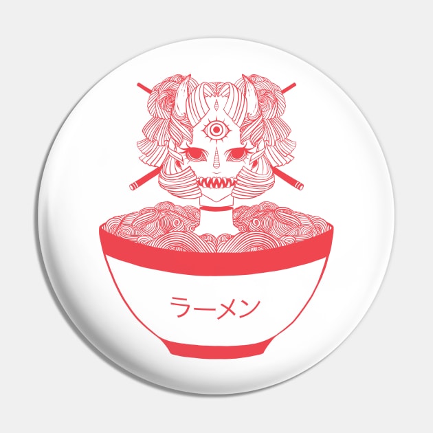 Monster Girl Ramen Noodle Food Art Pin by cellsdividing