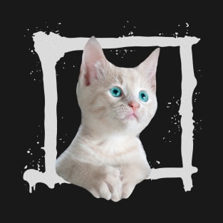 Green Eyes White Kitten T-Shirt