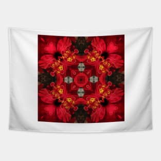 four square floral fantasy from a red hibiscus Tapestry