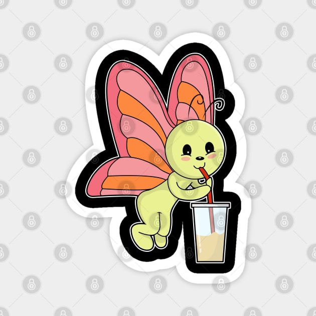 Butterfly at Drinking with Drinking straw & Drink Magnet by Markus Schnabel