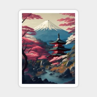 Serene Mount Fuji Sunset - Peaceful River Scenery Magnet