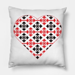 Red - Black Traditional Romanian Pattern Pillow