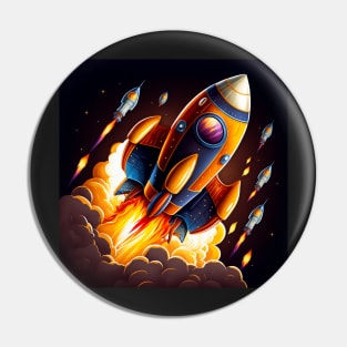 Space Rocket cartoon style Pin