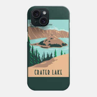 WPA Poster of Crater Lake National Park with Wizard Island and Phantom Ship Phone Case