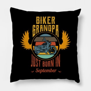 Biker grandpa just born in september Pillow