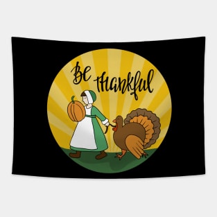 Thanksgiving Pilgrim and Turkey Tapestry