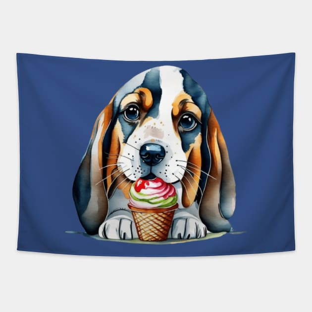 Cute dog eating ice cream gift ideas for all Tapestry by WeLoveAnimals