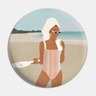 Beach girl in swimsuit Pin