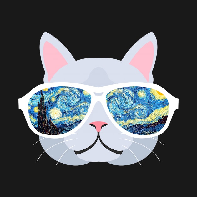 Van Gogh - Starry Night Cat by sqwear